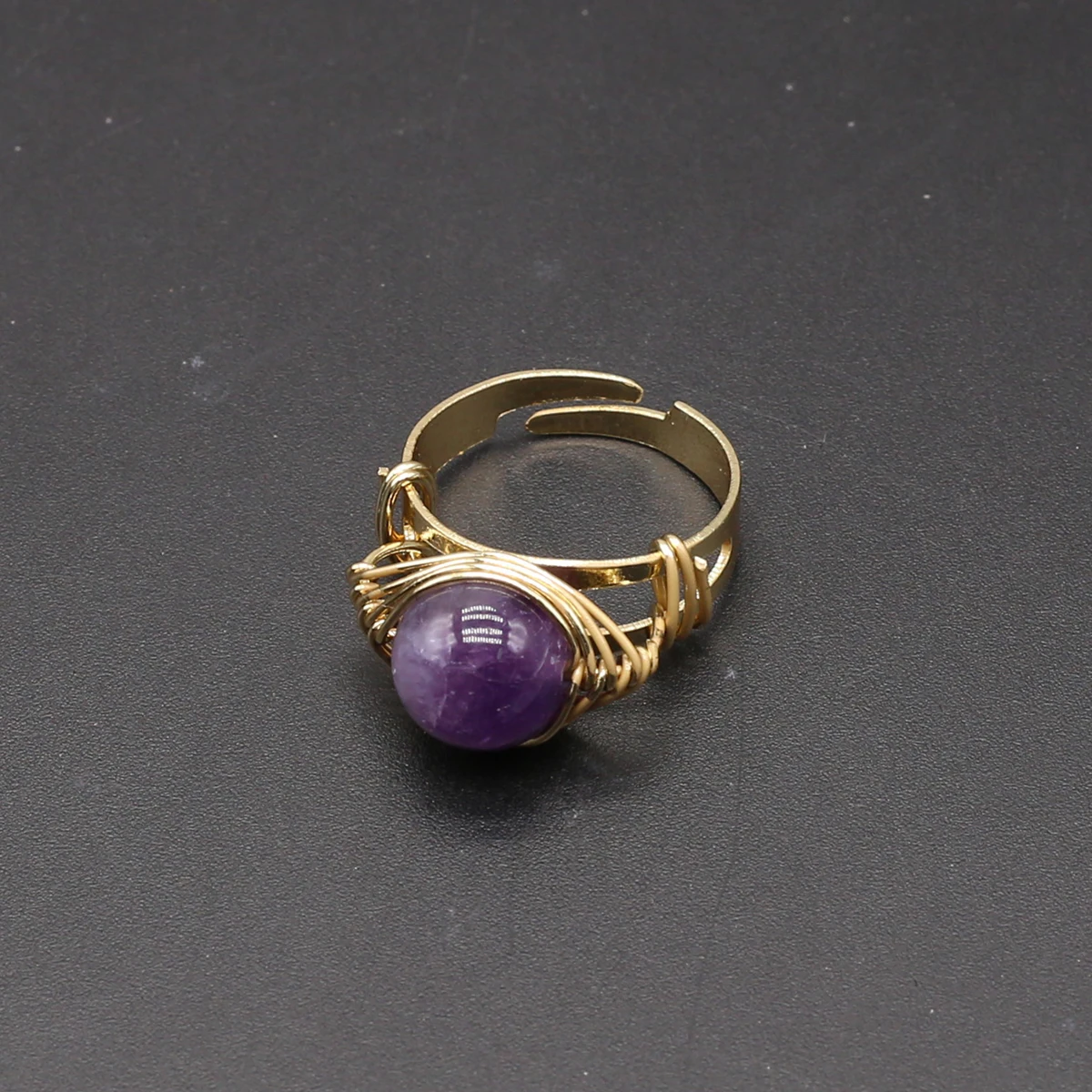 

10 PCS Wholesale Price Natural Semiprecious Stone Agate Jade Sandstone Adjustable Ring Colorful Exquisite Jewelry Gift