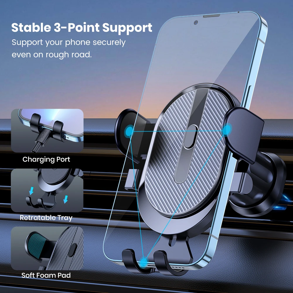 Car Phone Holder Mount, TOPK [2023 Upgrade Auto Locking] Universal Phone Holder with Hook Clip for Car Air Vent