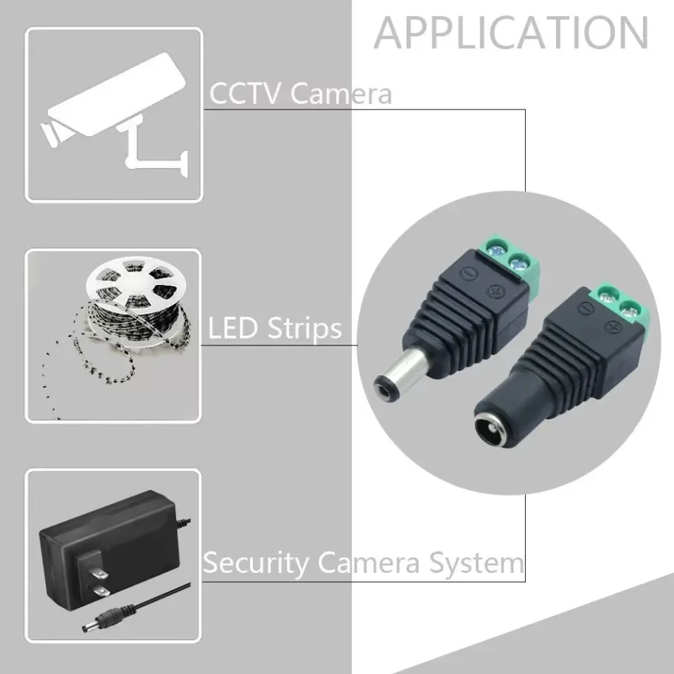 1/5/10 PCS DC Power Plug Adapter 5.5mm X 2.1mm Male Female Jack Connector for LED Strip CCTV Camera