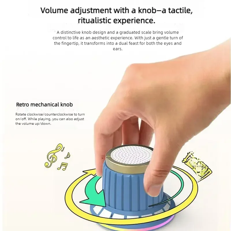 Portable Bluetooth Speaker With Colorful LED Light Music Stereo Surround Mini Audio Player Speaker Microphone Turn Adjust Volume - 3