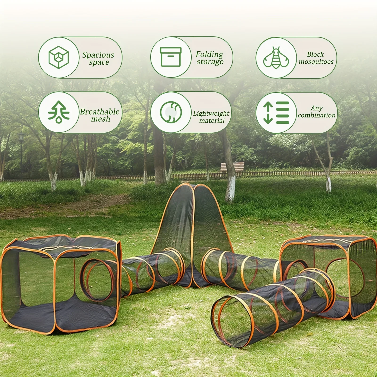 Pet 6-in-1 Cat outdoor Tunnel Tent Set house with tunnel tent for indoor and outdoor Dog And Cats portable pet enclosure