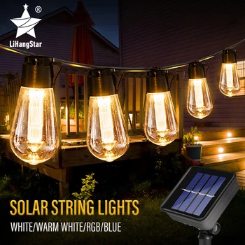 LED Solar String Lights IP65 Waterproof Outdoor Christmas Decoration Bulb Retro Holiday Garland Garden Furniture Fairy Lamp 1