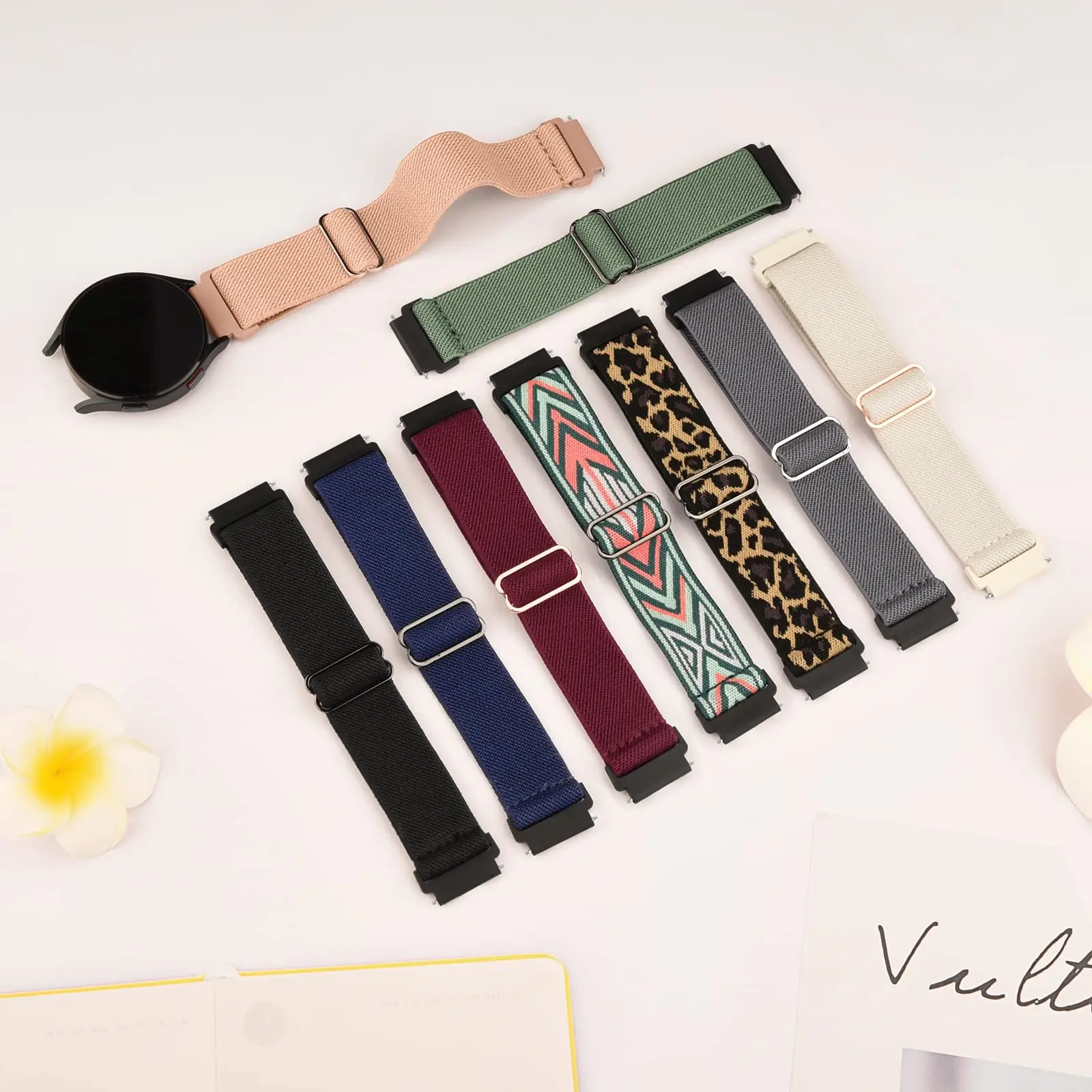 Elastic Nylon Band with Adjustable Buckle - 20mm Replacement Wristband