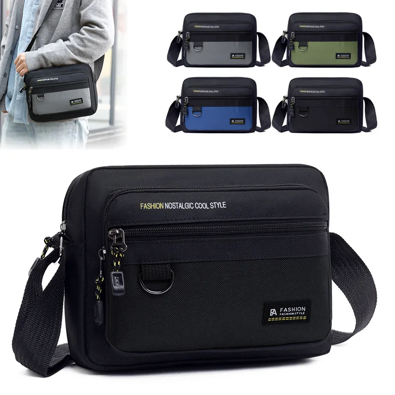 New Multi-pockets Men's Shoulder Bag Waterproof Large Capacity Men's Business Bag Work Travel Canvas Crossbody Bag for Male