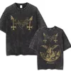 Mayhem Deathcrush Music Band Washed Vintage T-Shirts Men Women Classic Death Black Metal Rock Band T-shirts Unisex Streetwear