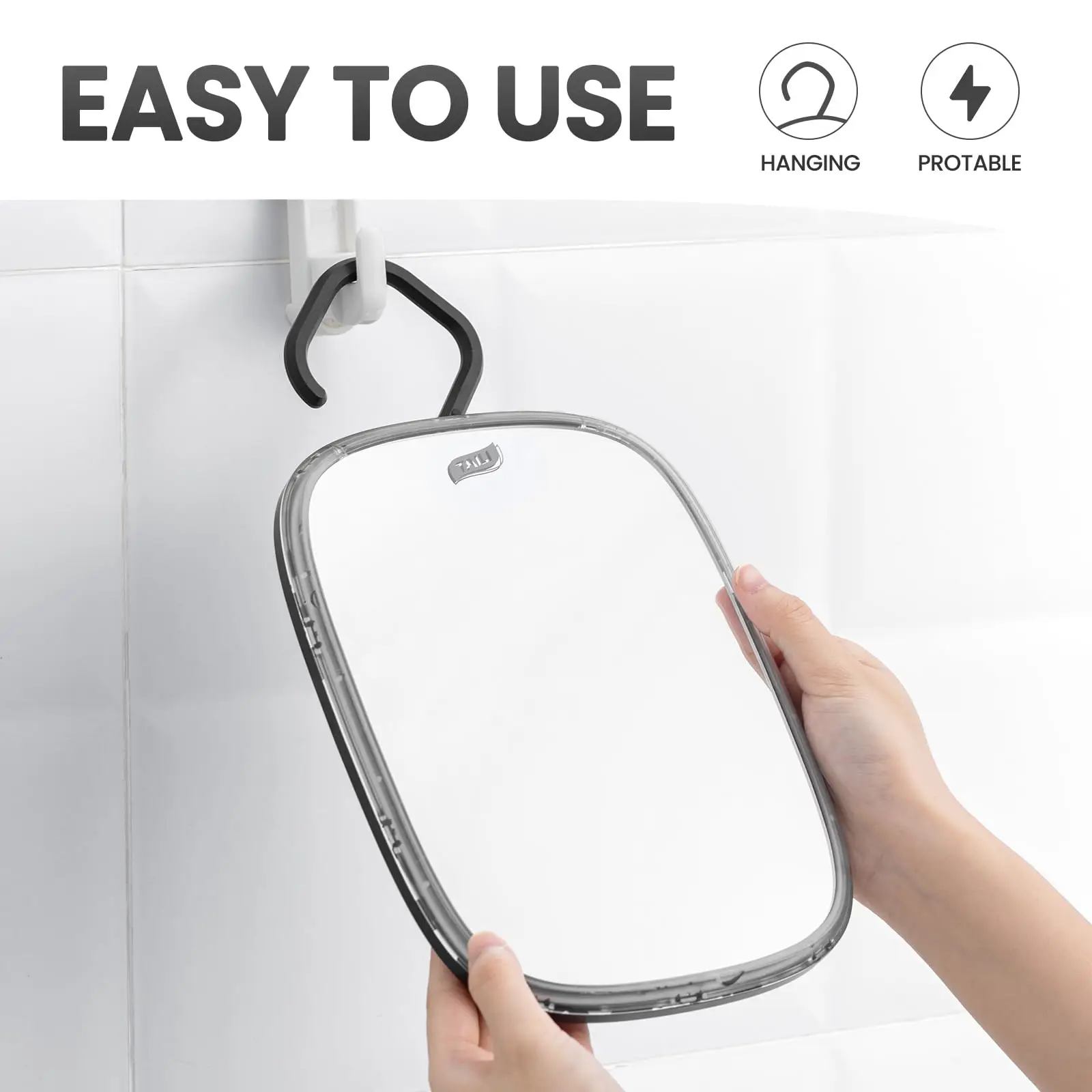 TAILI Fog-Free Shower Mirror for Shaving, Removable Bathroom Mirror for Wall Hanging for Travel, Camping, Shower Accessories 3