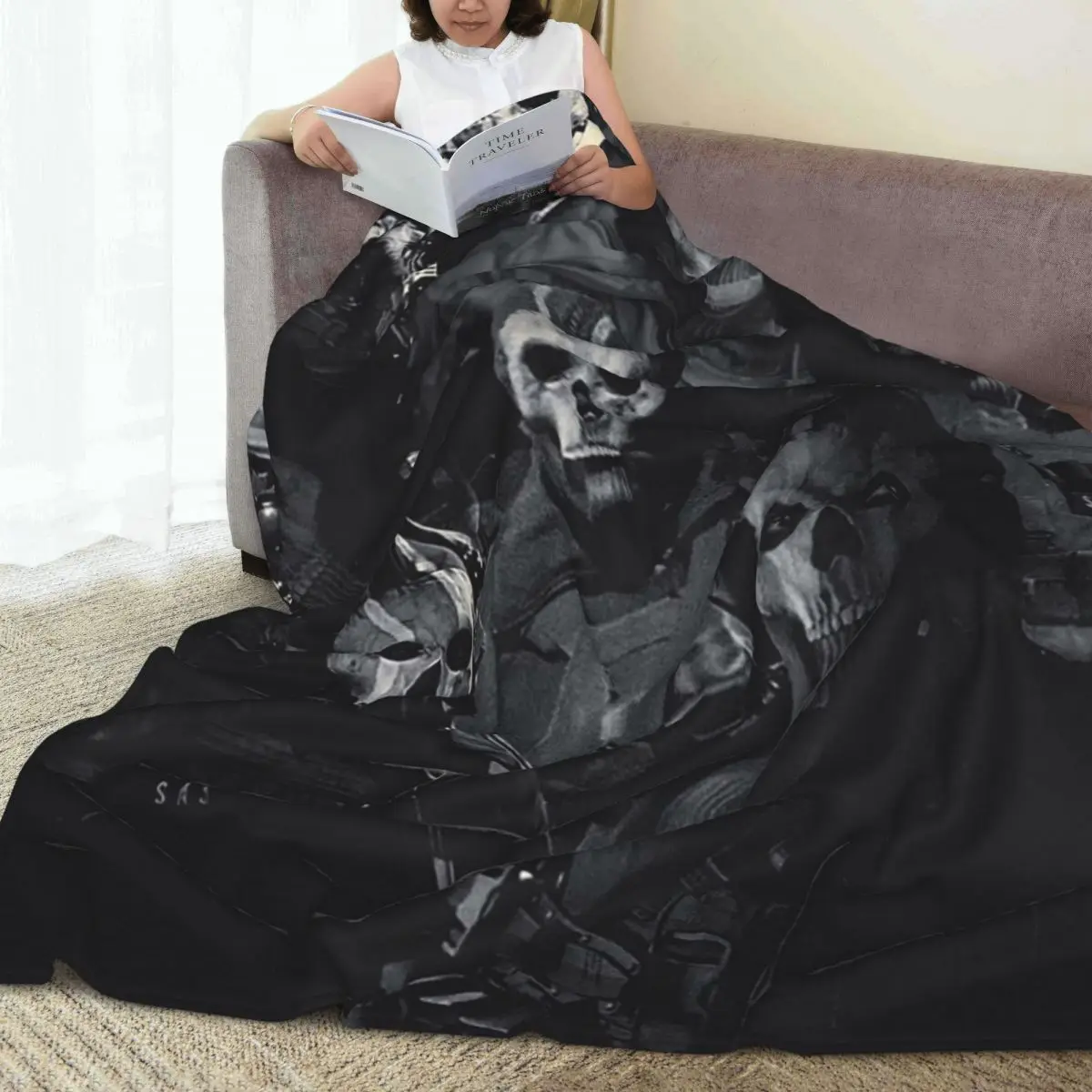Simon Ghost Riley Blankets Flannel Lightweight Sofa Throw Blankets For Couch Bedding Outdoor Throws Bedspread Quilt 5