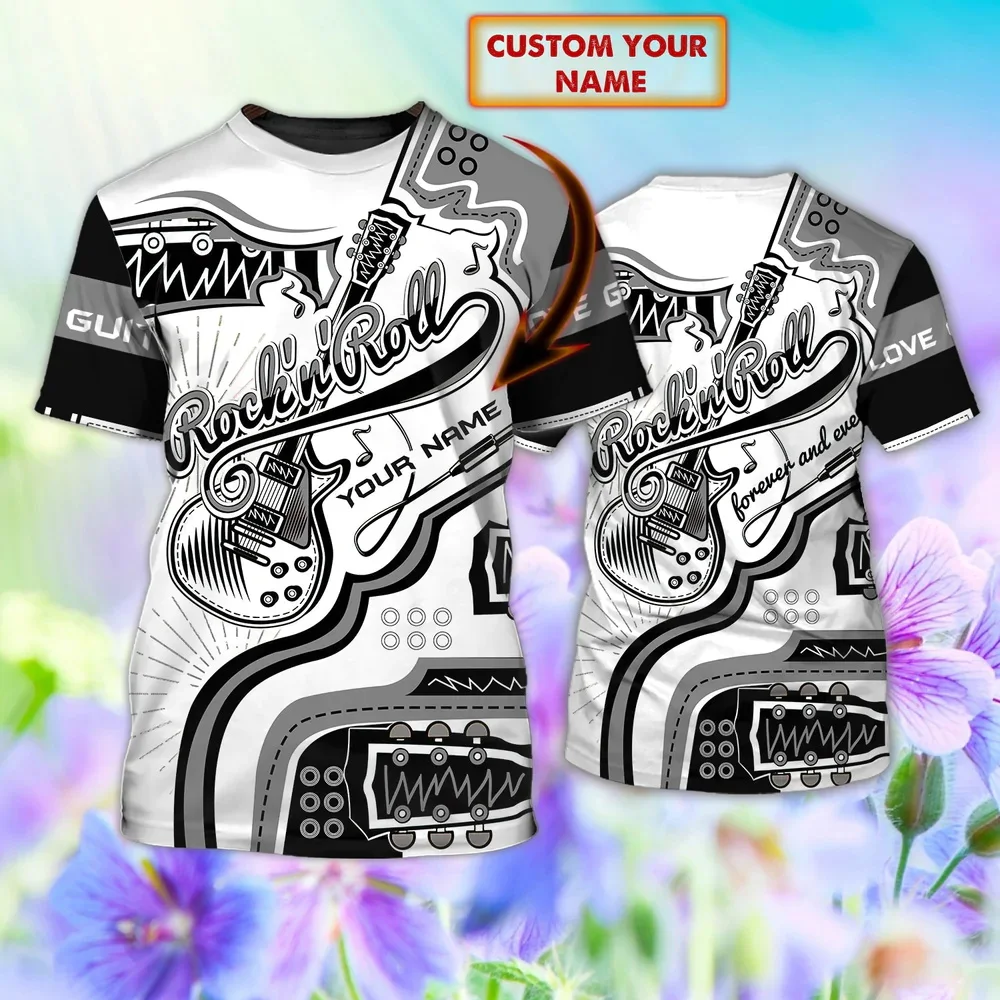 Neueste Sommer Mode männer T-shirt Gitarre Personalisierte Name 3D Gedruckt t-shirt Unisex Casual T-shirt Gitarre Liebhaber Hemd DW134