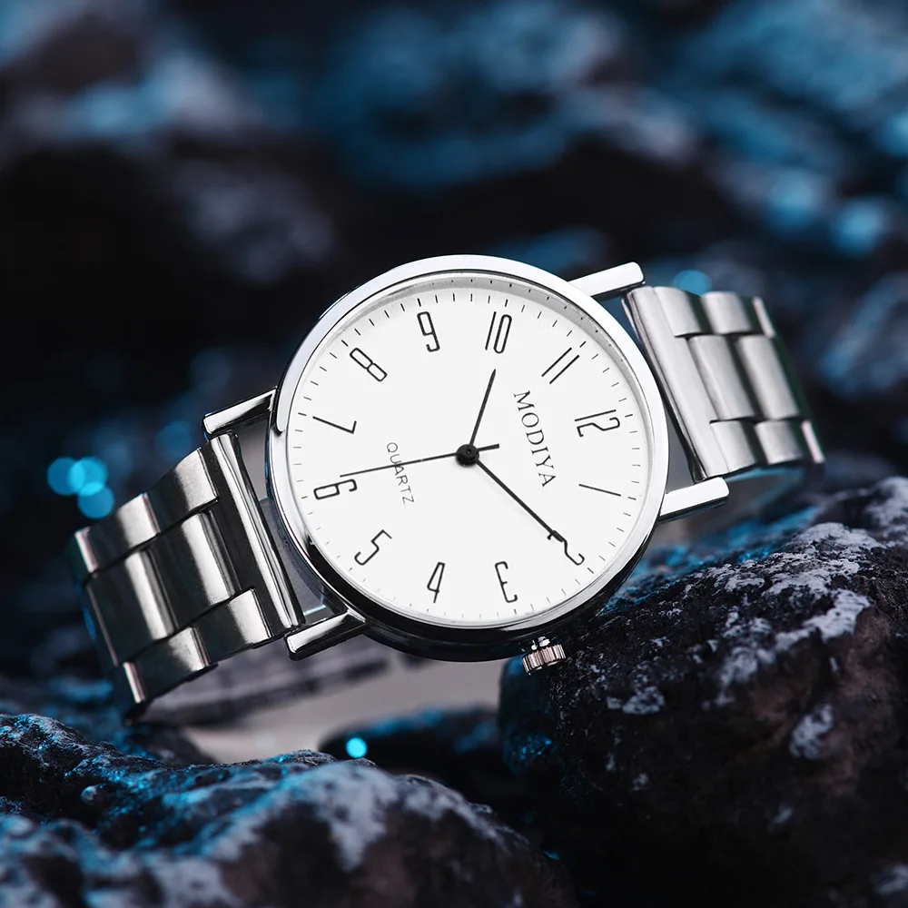Men's Watch Fashion Casual Quartz Watches Steel Band Wrist Watches Silver Elegant Man Atmosphere Mens Watch Reloj Hombre