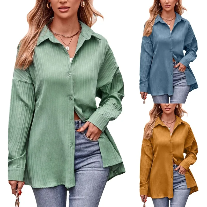 

Elegant Blouses for Women Autumn 2023 Loose Long Sleeve Solid Color Fashion Shirt White Button Up Ladise Blouse Camisa Mujer