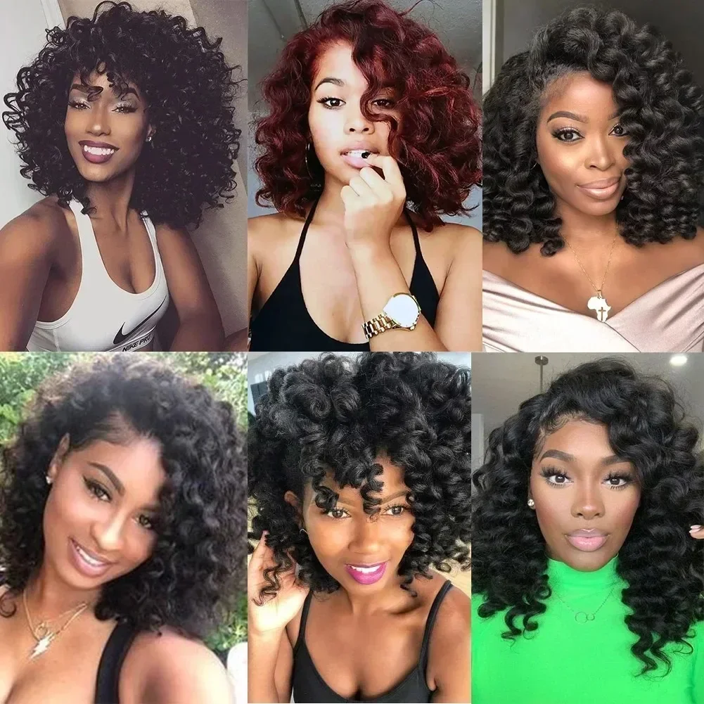 10 Inch Synthetic Loose Wave Crochet Hair French Loose Curled Body Wave Woven Hair Water Women's Wig Monochrome Mixed Color