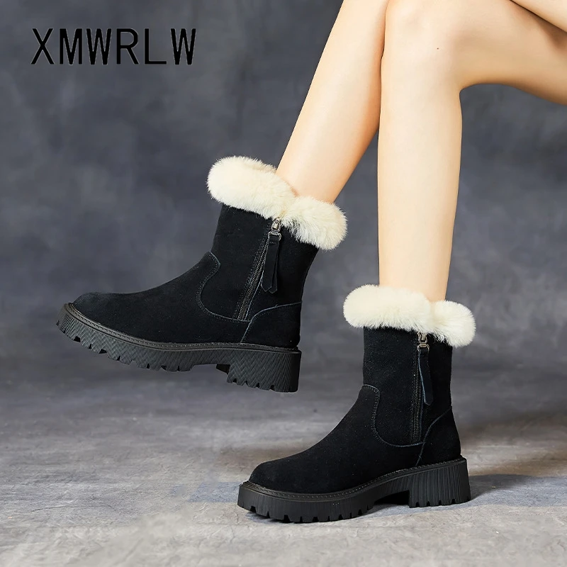 

Женские зимние ботинки XMWRLW из натуральной кожи, ботильоны для женщин, зимняя обувь, теплая плюшевая женская зимняя обувь, ботильоны