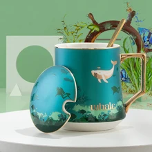 

Ceramic Cup Boys Style Large Capacity500mlMug with Cover Spoon Minimalist Design