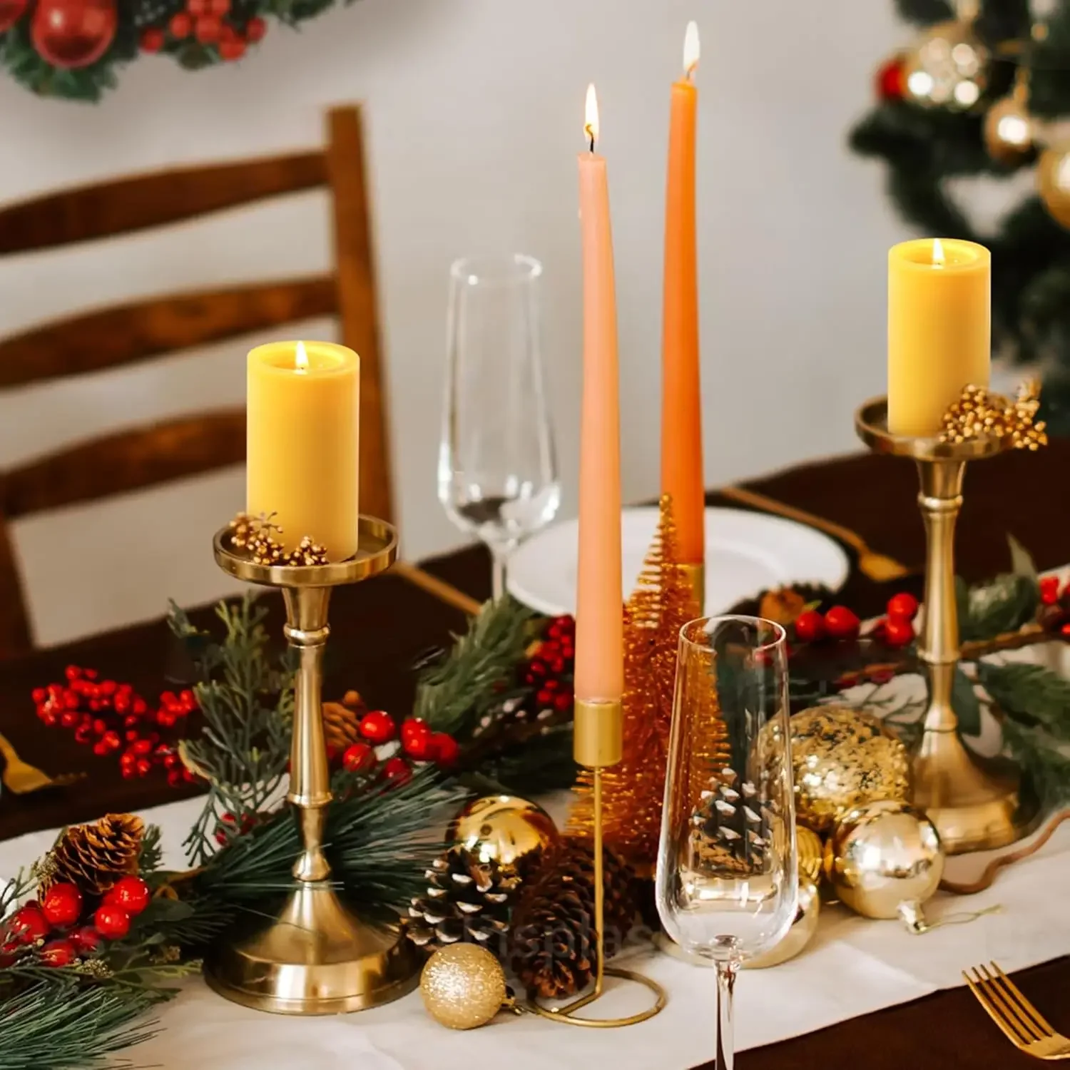 HOUSE DOCTOR - Pillar Candles Rustic Wax Set Of 2 - Cognac