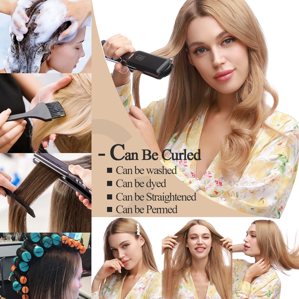 Clip in Hair Extensions Real Human Hair 8Pcs 10-24 inch Highlights Blonde Weft
