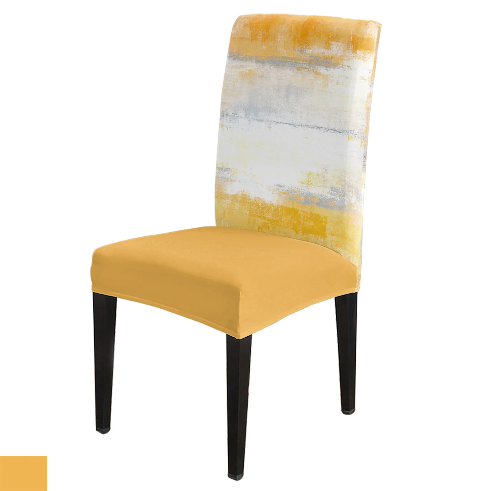 AbstractArtYellowChairCoverforKitchenSeatDiningChairCovers
