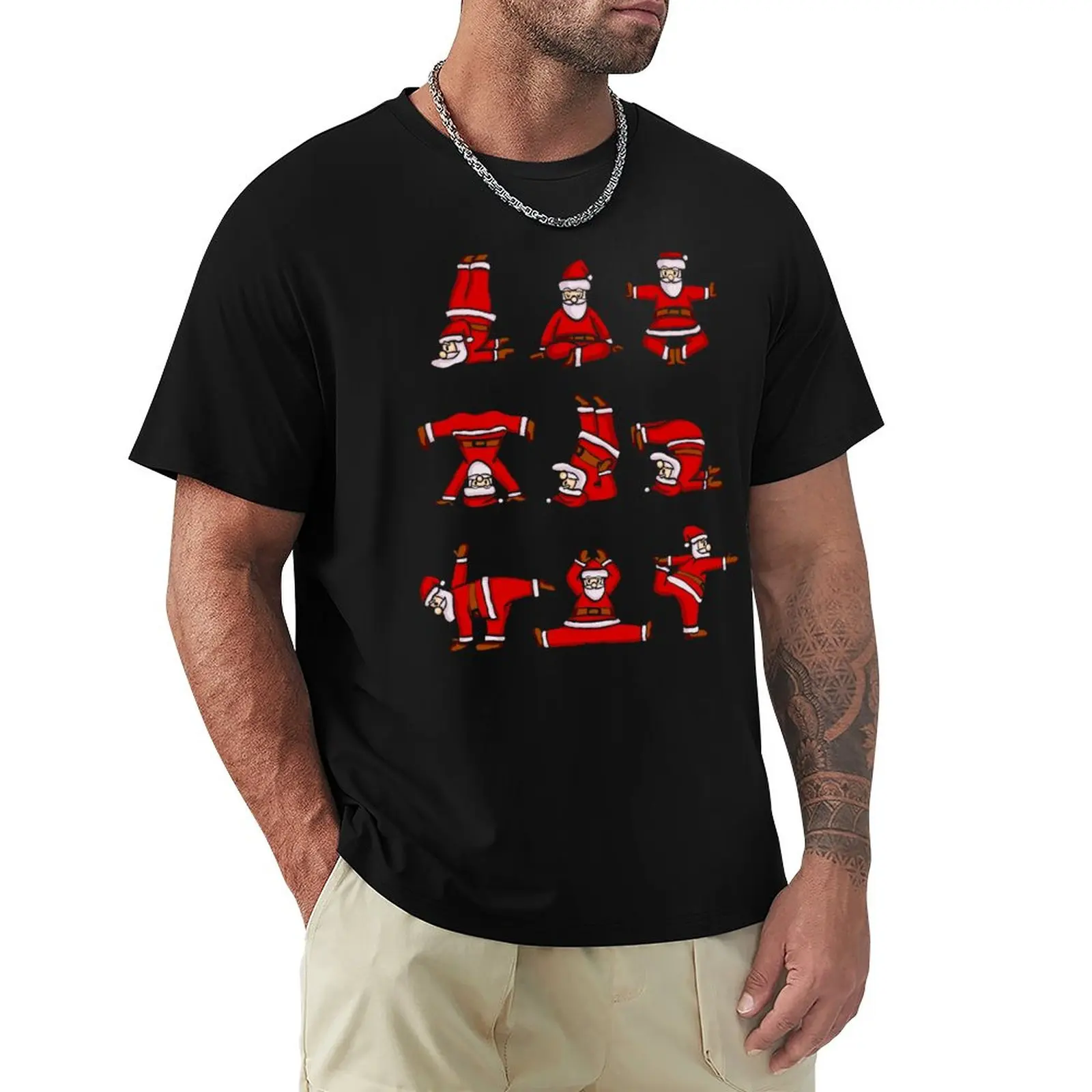 

Santa Claus Doing Yoga Funny Christmas Sweatshirt T-Shirt summer top plus sizes men workout shirt