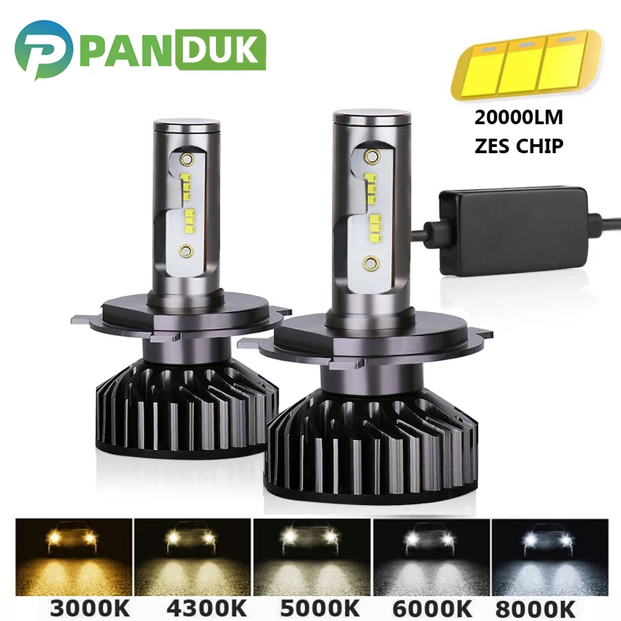 PANDUK H7 LED H4 ZES 20000LM 80W Canbus H11 H8 H1 9005 HB3 9006 HB4 LED HB3 Headlight Bulb Led for Car Lights 6000K 12V