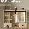 Farmhouse Makeup Vanity Desk with Sliding Mirror and Lights Antique White Makeup Vanity Table Set with Charging Station 6Drawers 4