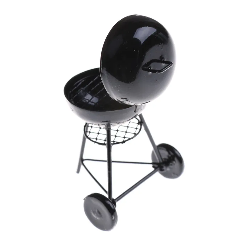 1:12 Dollhouse Miniature Black BBQ Grill Model Kitchen Accessories For Doll House Garden Outdoor Decor Kids Pretend Play Toys 6