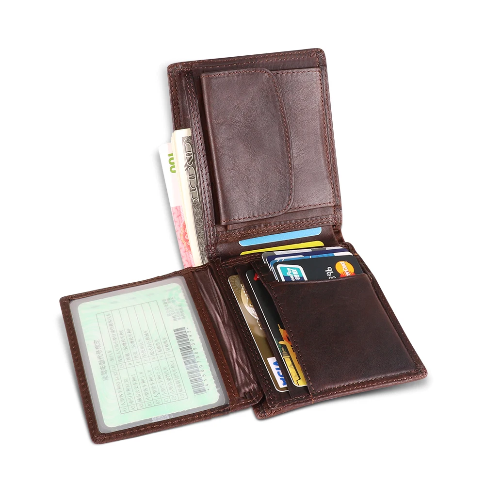 Men's Leather Wallet Crazy Horse Leather Business Retro Horizontal Wallet  RFID Card Wallet For Men Money Wallet