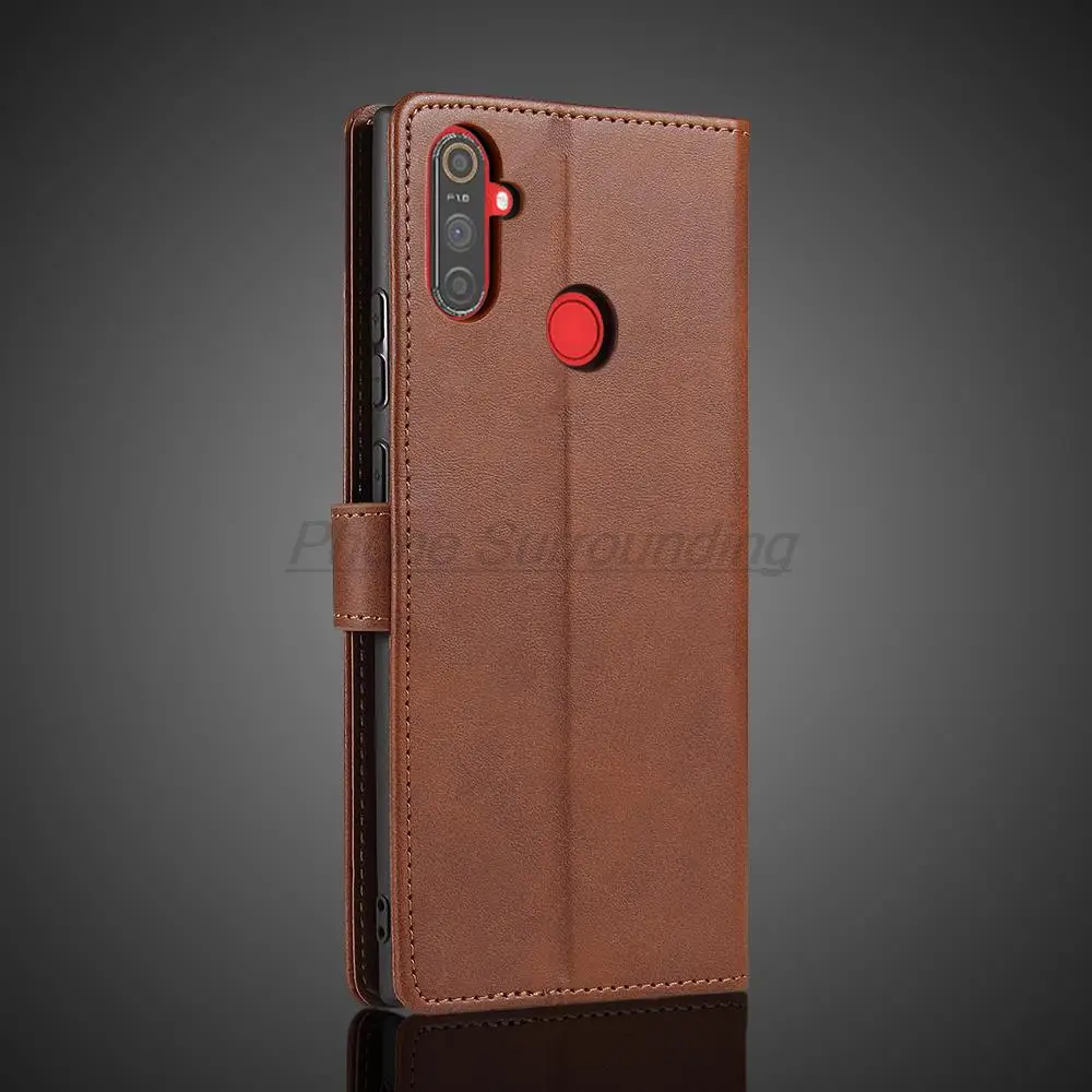 Luxurious Leather Wallet Flip Case for Realme C3 - Premium Protective Phone Holster