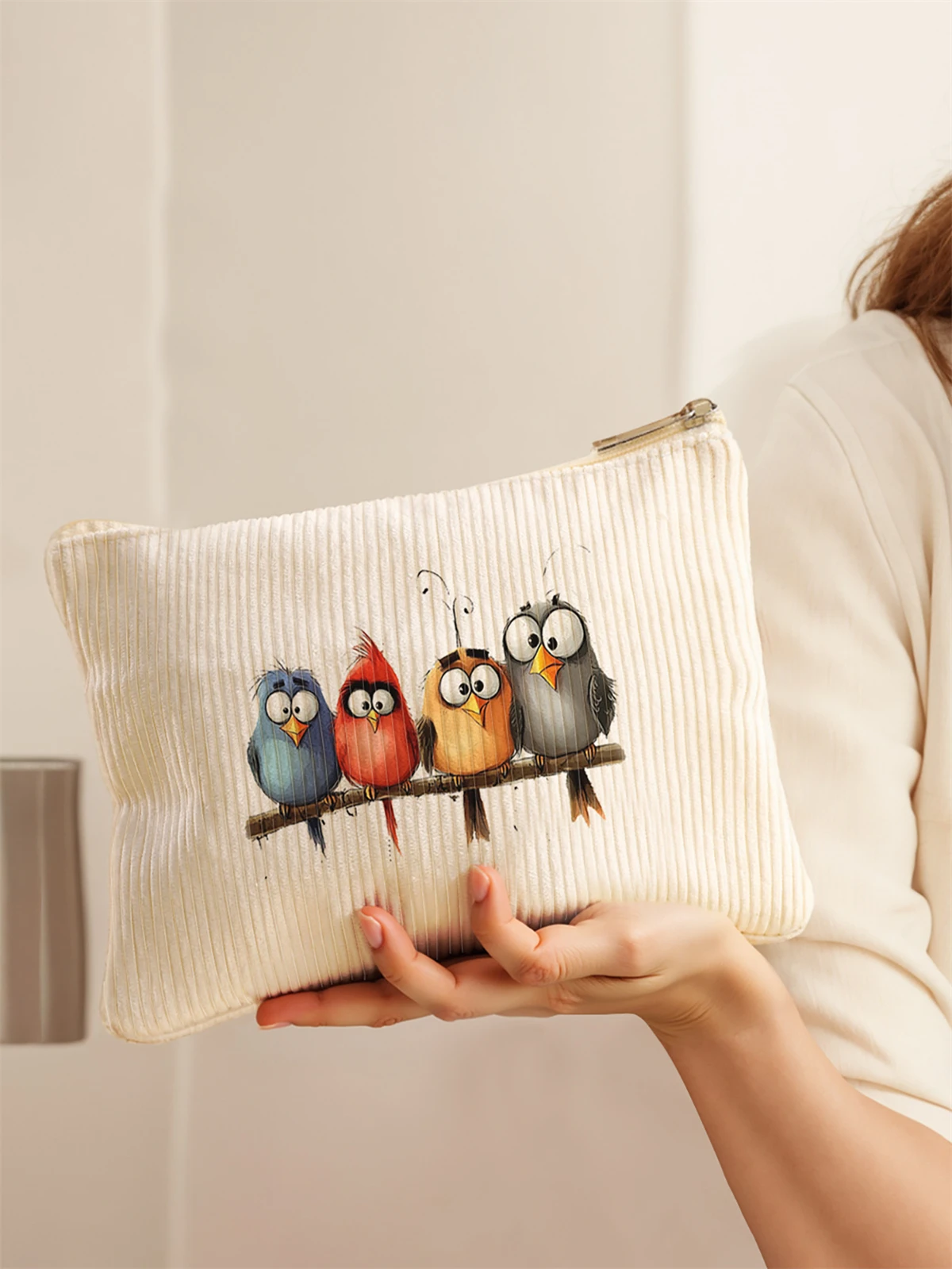 Women's Corduroy Travel Cosmetic Bag Portable Large Capacity Makeup Storage Organizer Zipper Clutch Purse Make up Bag