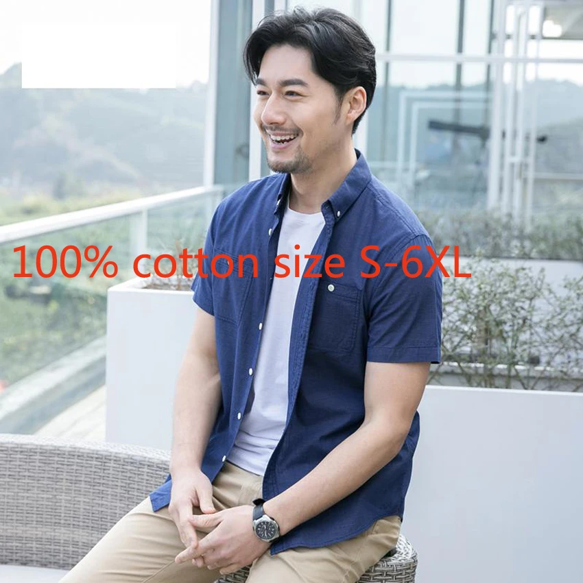 

New Arrival Fashion High Quality Spring Summer Plaid Men Short Sleeve 100% Pure Cotton Casual Shirts Plus Size S M L XL 2XL-6XL