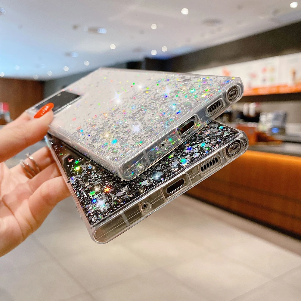 for Oppo Realme 11 10 9 C53 C55 C35 C33 C31 C30 Pro Plus Case Silver Foil Paillette Epoxy Cover Soft Clear Shell Antifall Fundas_voghion.com