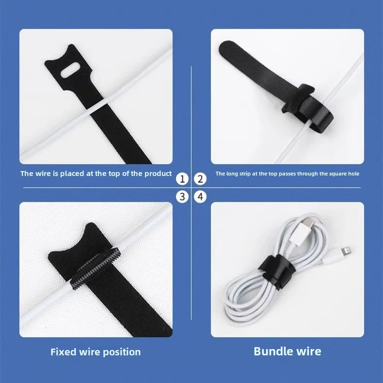Adhesive Velcro Nylon Cable Management Straps - Reusable and Adjustable