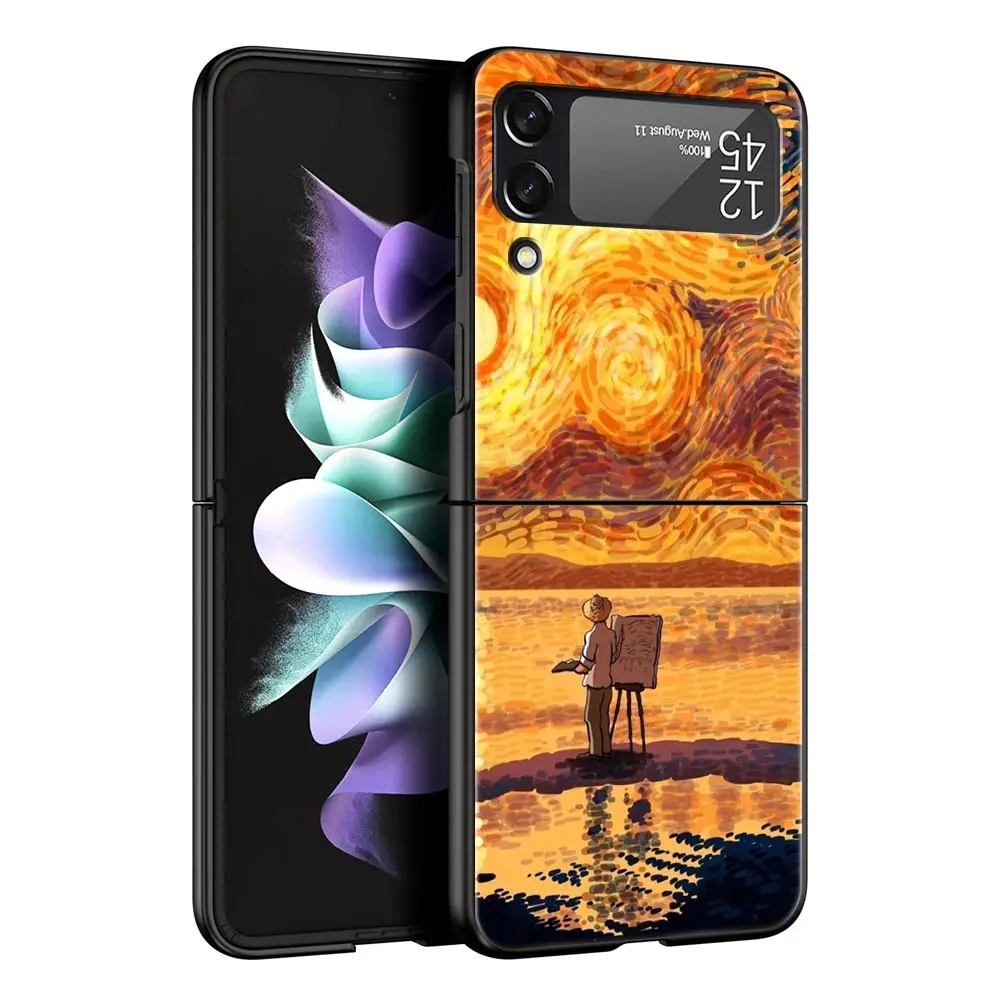 Van Gogh Sunflowers & Starry Night Folding Phone Hard Cover Case