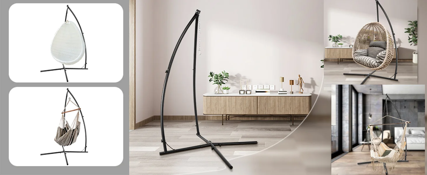 Hängesesselgestell, hängender Sitzständer für alle Arten von Stühlen, mit Haken, höhenverstellbar, maximale Belastung 110 kg – Detail 1