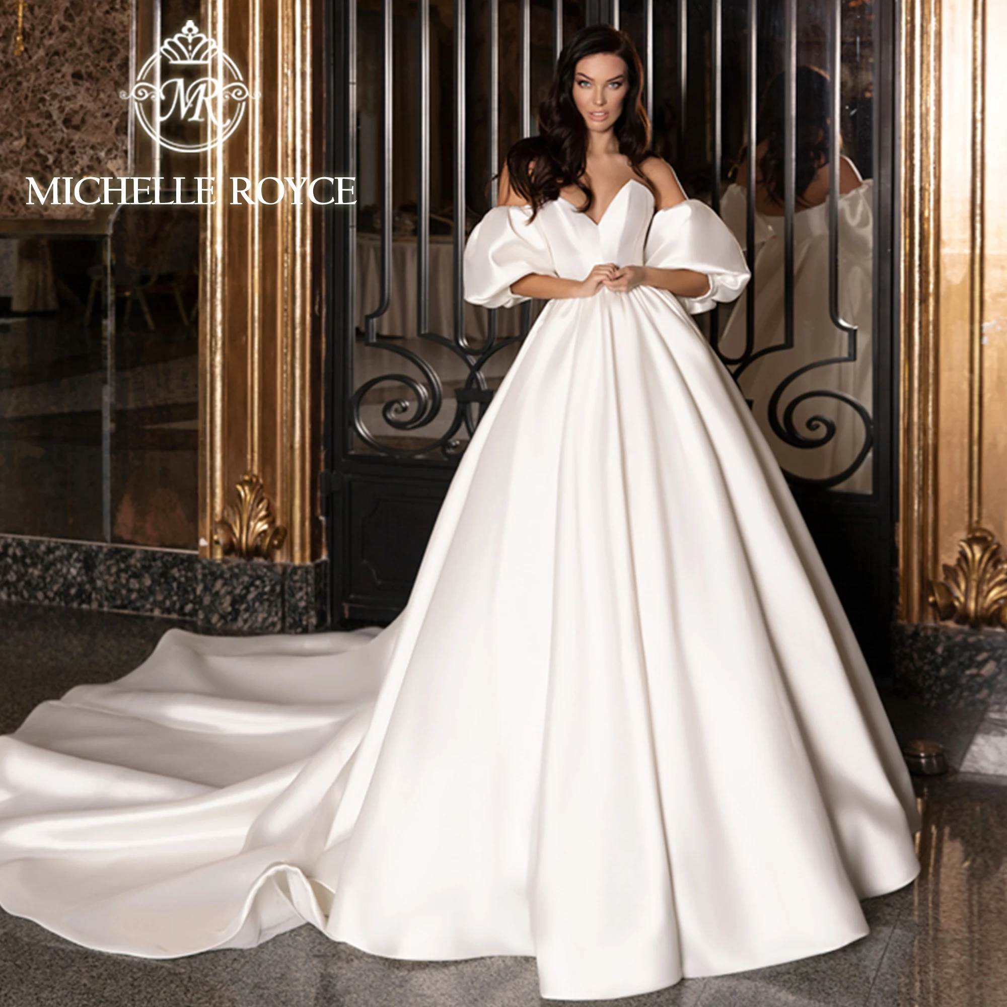 Michelle-Royce-vestido-De-Novia-De-sat-n-para-mujer-traje-De-boda