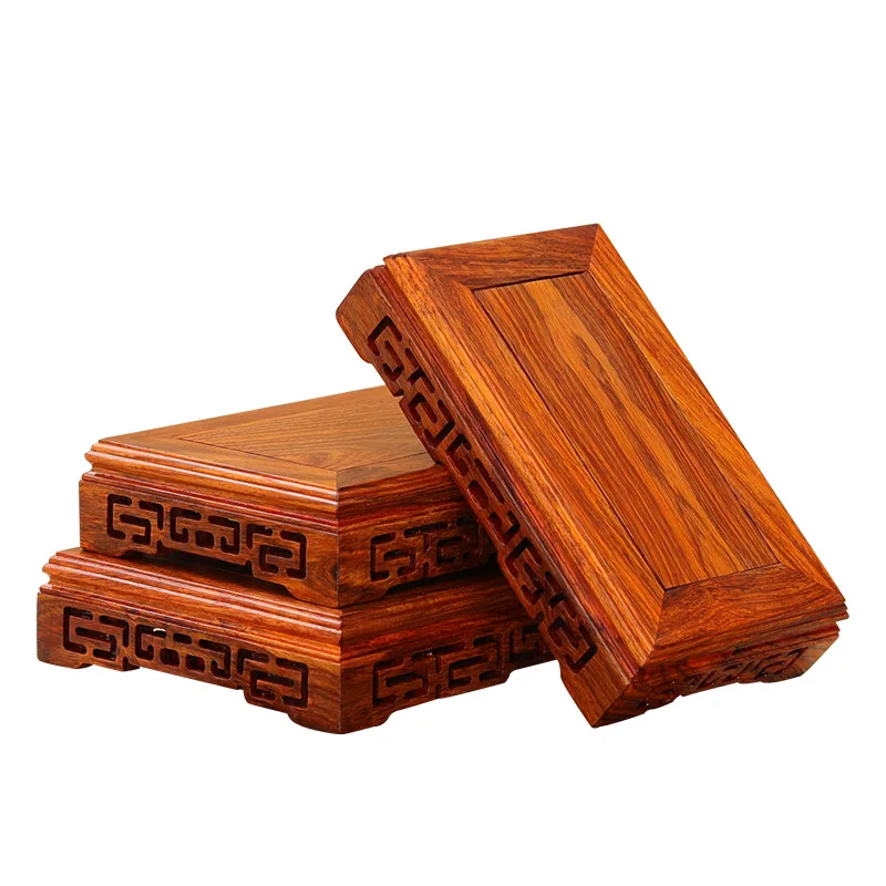 Pear wood Buddha statue, stone ornament base, rectangular solid wood teapot, vase, bonsai, fish tank, square base bracket