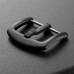 Premium Brushed Solid Stainless Steel Watch Buckle - Silver, Black, Gold Finish (Black - 18mm)
