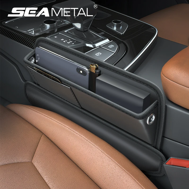Premium PU Leather Car Seat Gap Storage Pocket Organizer