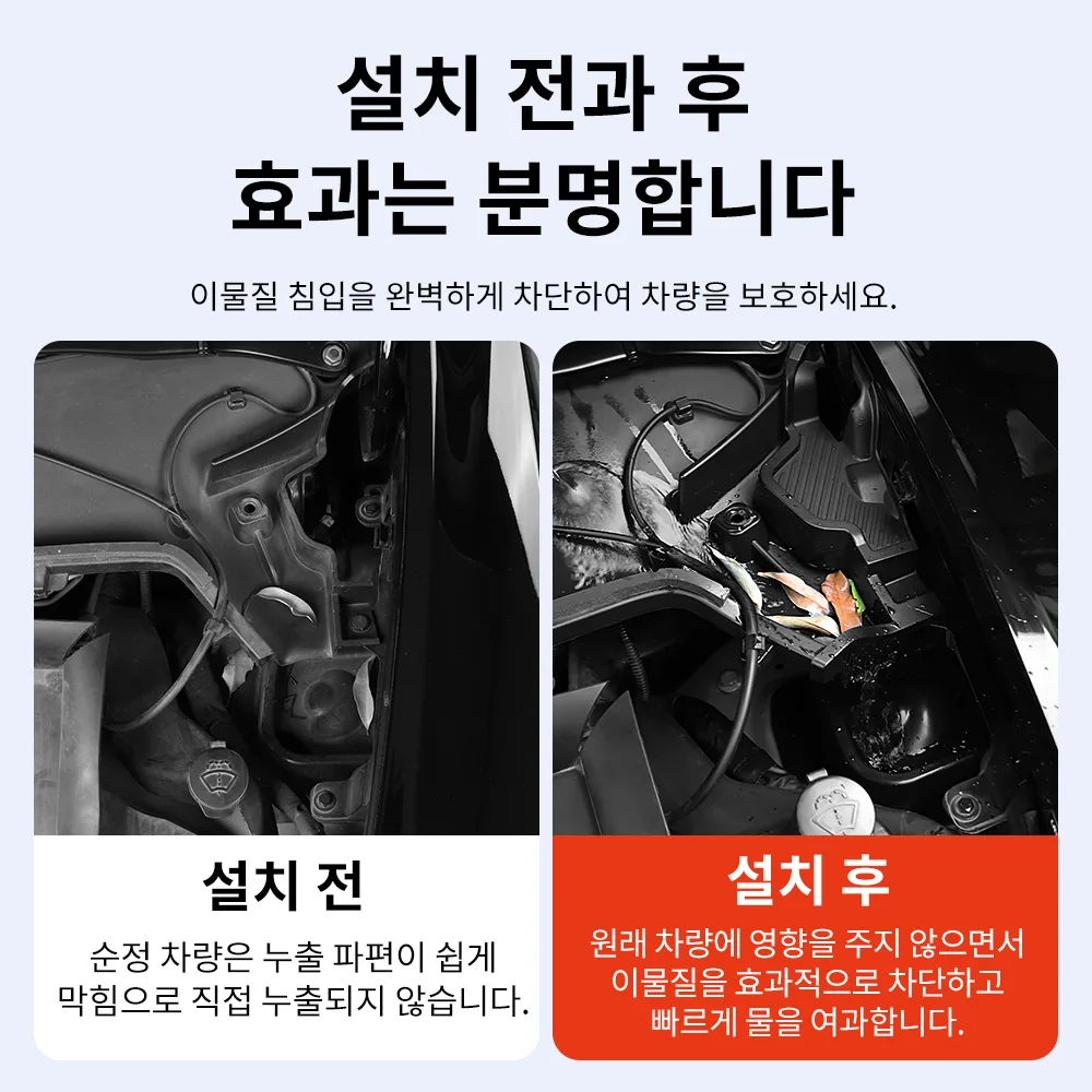 YZ 테슬라 모델 3 2024 하이랜드 후드 워터 배리어 박스, 워터 가이드 그릴 채널 차단 필터 커버, 모델 3 액세서리