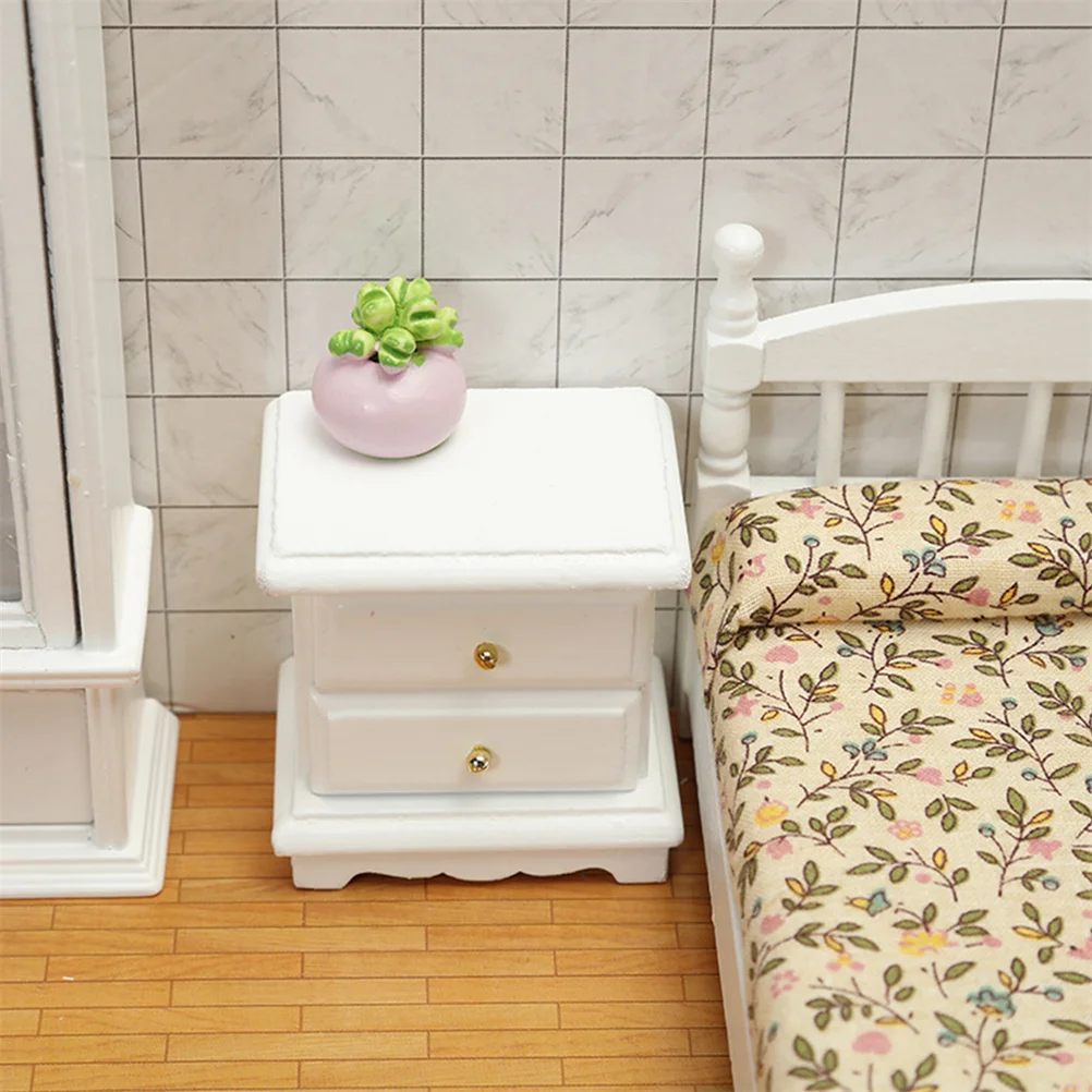 1: 12 Miniature Wooden Furniture: Wood Cabinet with Drawers Fairy Home Decoration Unpainted DIY Accessories
