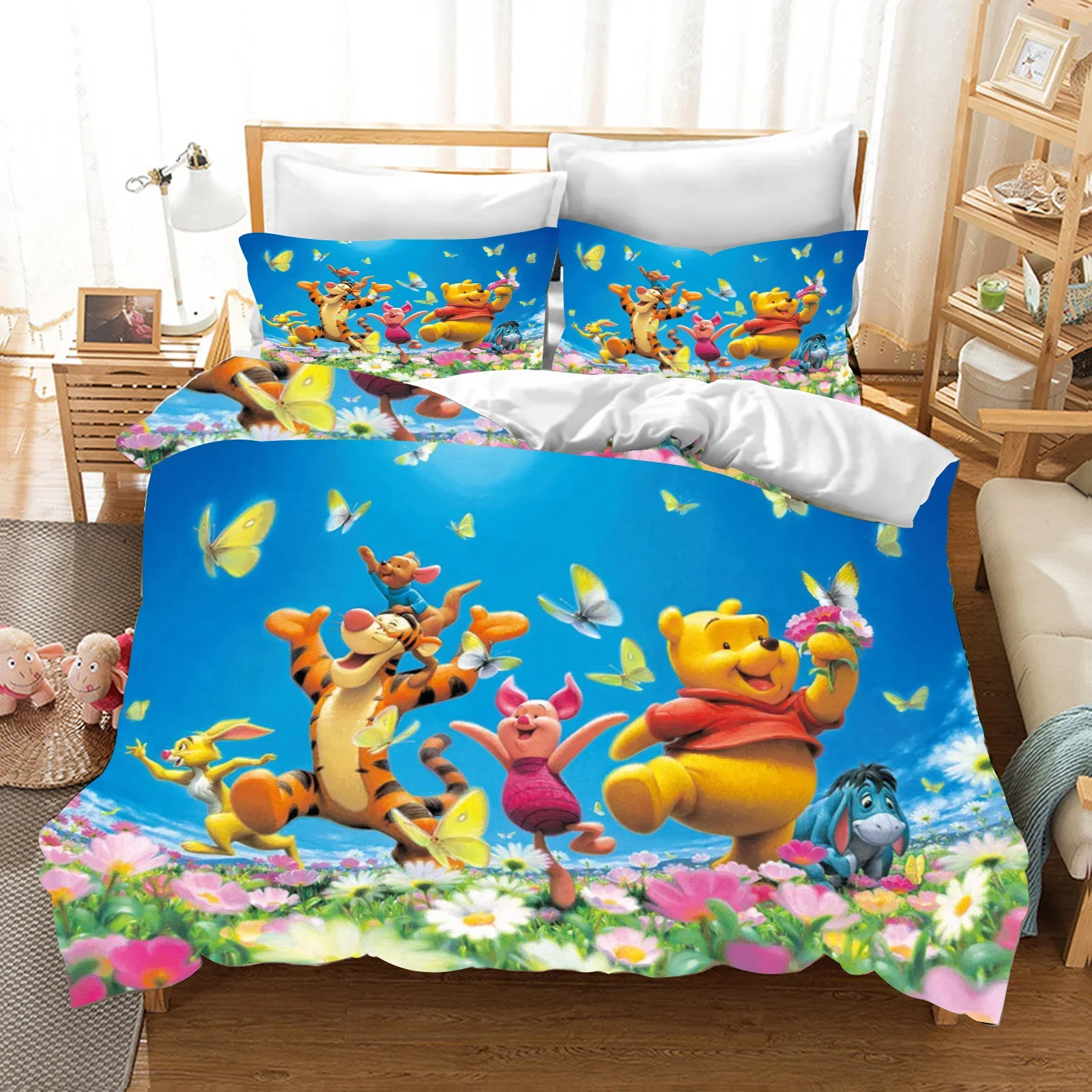Winnie The Pooh Bedding Sets Comforter Quilt Cover Bed Cover Duvet Cover Pillow Case 2-3 Pieces Sets Kids Adult Size Home Decor 5