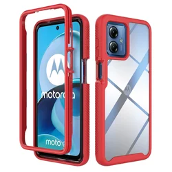 Crystal Clear Hard Protective Back Cover for Moto G60S (Dark red)