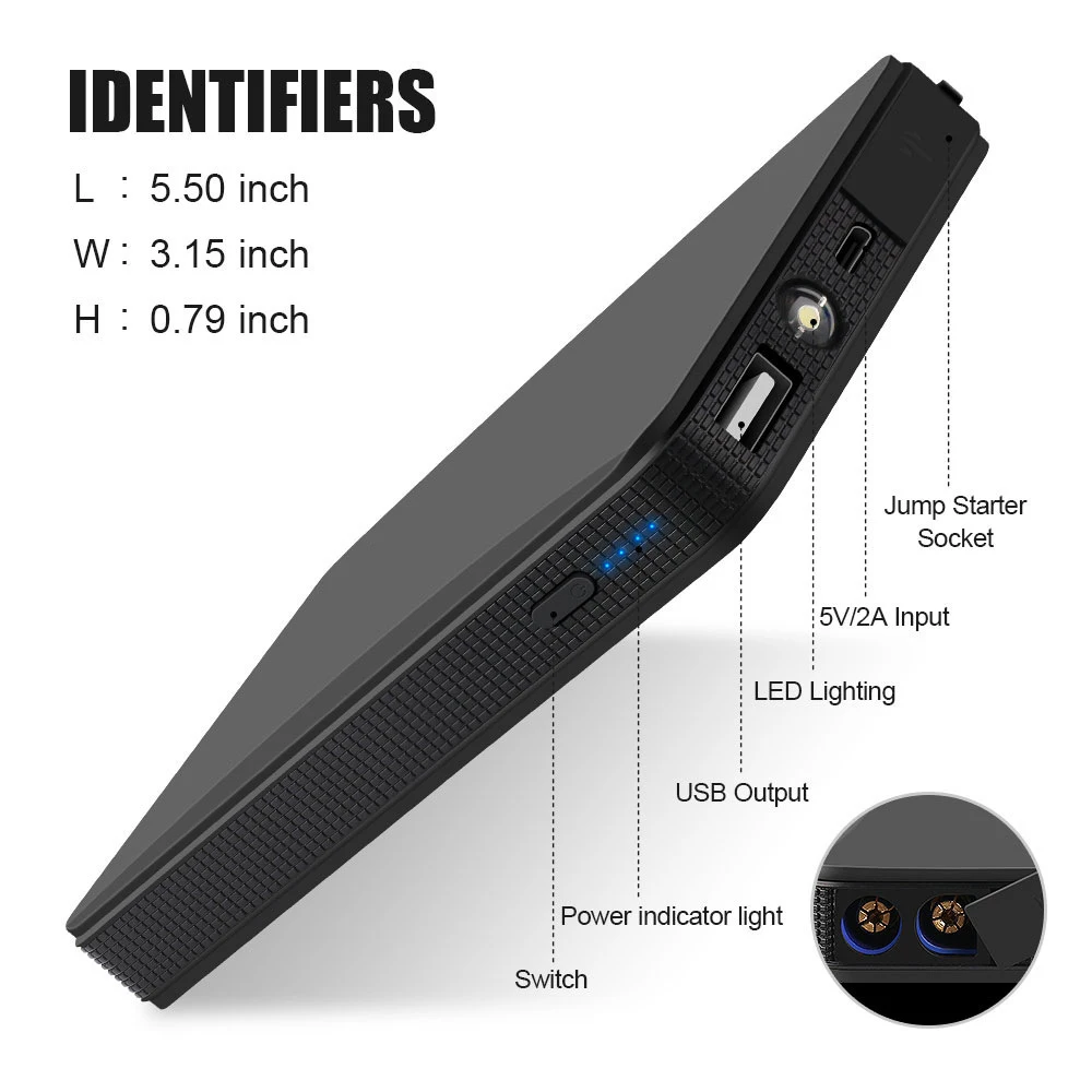 20000mAh Car Jump Starter Box Battery Charger Pack Booster Power Bank USB Port Portable Car Battery Booster Starting Device