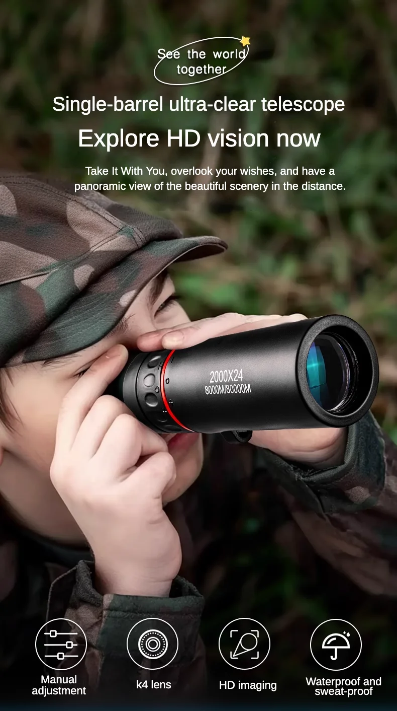 Sf6cec8544f724863bd8ee88f597daf4cy Teleskopy o dużej mocy, ultra-przezroczyste, przenośne, kompaktowe gogle noktowizyjne o słabym świetle, materiały zewnętrzne