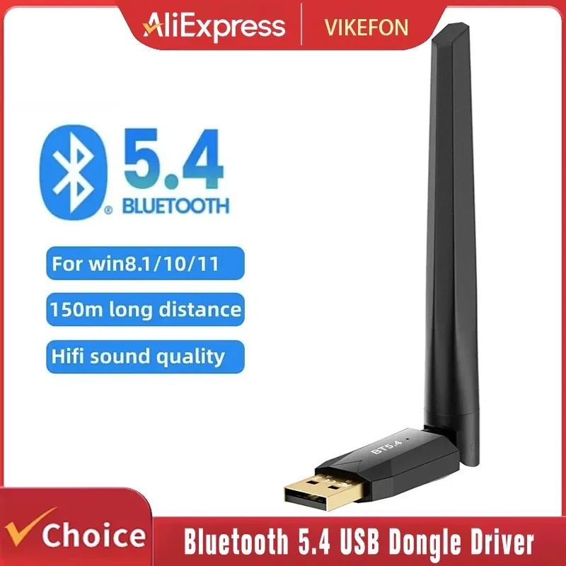 HiFi 음질 블루투스 5.4 USB 동글 어댑터 150M 범위 Windows 8.1 10 11 PC 노트북 데스크탑 액세서리 일상 사용