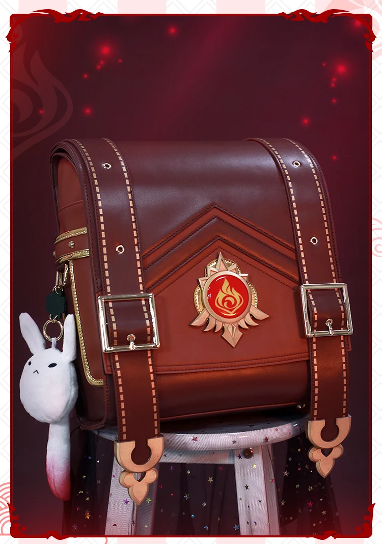 

Genshin Impact Game Backpack Bag PU Leather Messenger School Students Cosplay Girls Gift