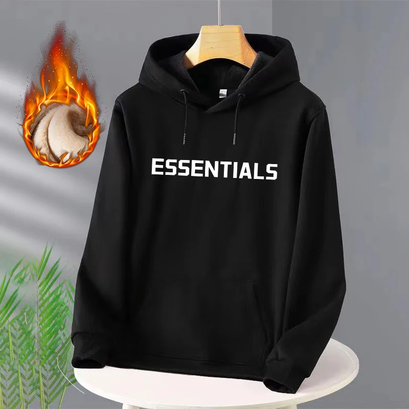 

Funny Essentials Monochrome Print Women Hoodie Harajuku Oversize Clothing Crewneck Casual Hoody Fleece Hoodies