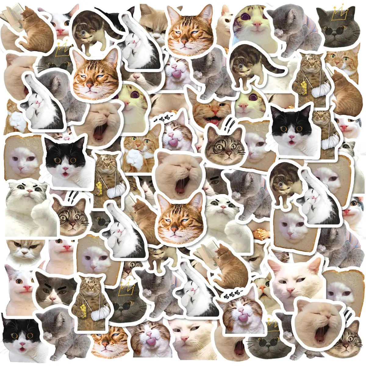 cartoon stickers 46 PCS Cartoon Cute Animal Society Mischievous Expression Cat Student DIY Stationery Laptops Decoration Stickers
