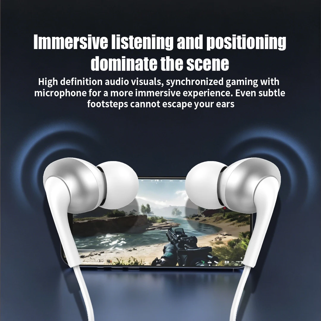 Premium Wired USB-C In-Ear Headphones with 9D HiFi Stereo Sound