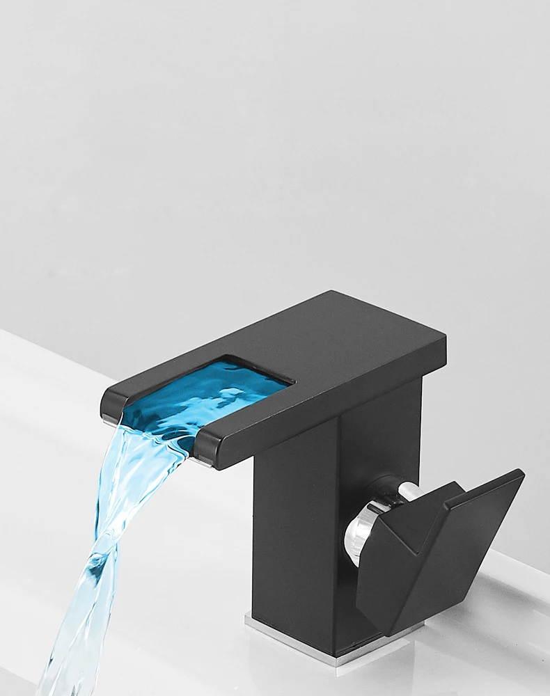 Bathroom faucet basin faucet BAKALA Bathroom Hydropower LED Waterfall Faucet Sink Basin Mixer Deck Mounted Solid Brass