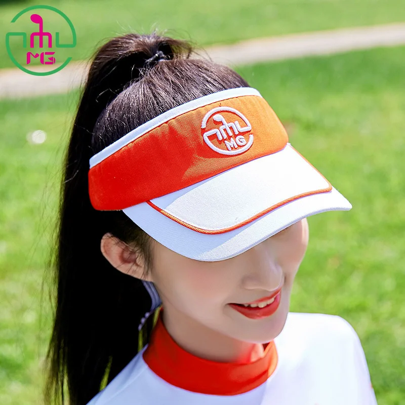New MG golf female sun visor cap sunscreen contrasting color breathable hat women sports tennis outdoor empty top caps