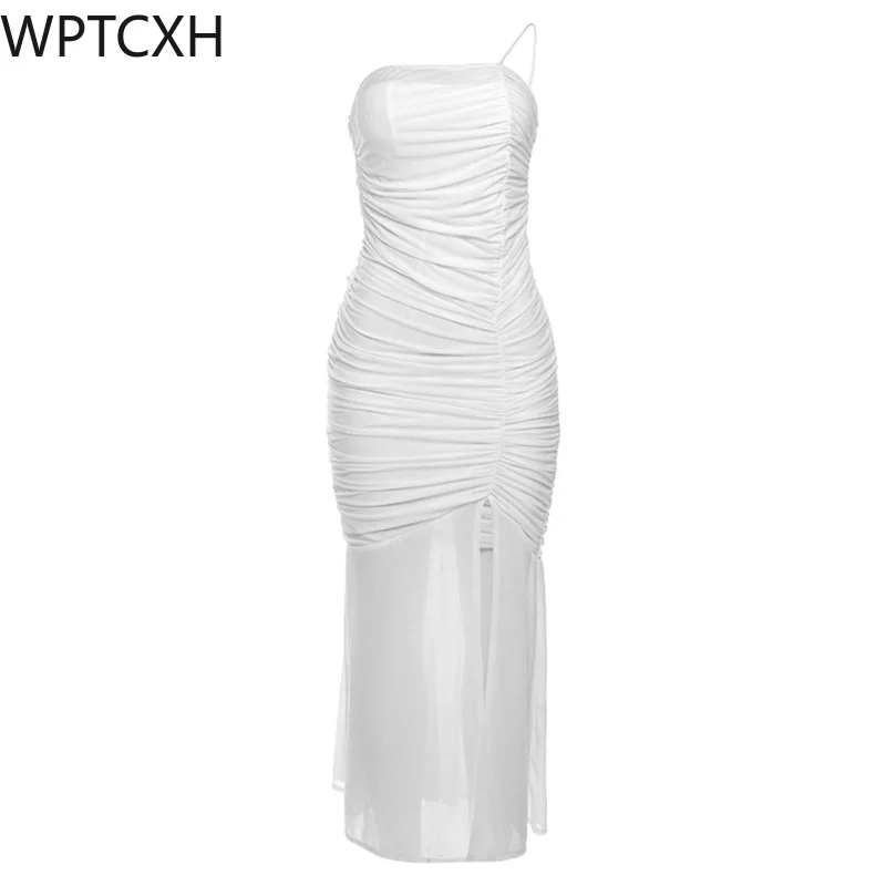 

Europe The United States Wind 2024 Spring New Women's Fashion Halter Fold Slim Temperament Bag Buttock Cocktail Dress Women